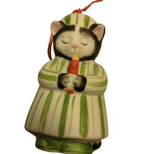 Kitty Cucumber Ornament Ellie Nightgown Schmid Shackman Ceramic Figurine 1985